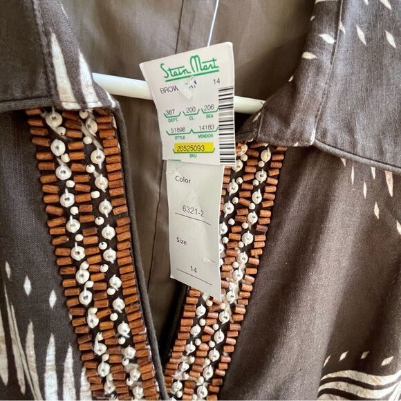 NWT SPENSE BROWN GEOMETRICAL PATTERN SIZE 14 DRESS - Picture 4 of 10